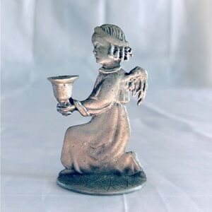 Vintage 1975 Primitive Metzke Pewter Christmas Kneeling Angel